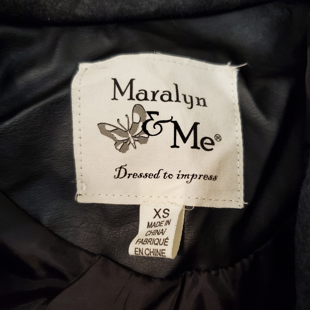 NWT Faux Leather Jacket with Knit Hood - Picture 4 of 5